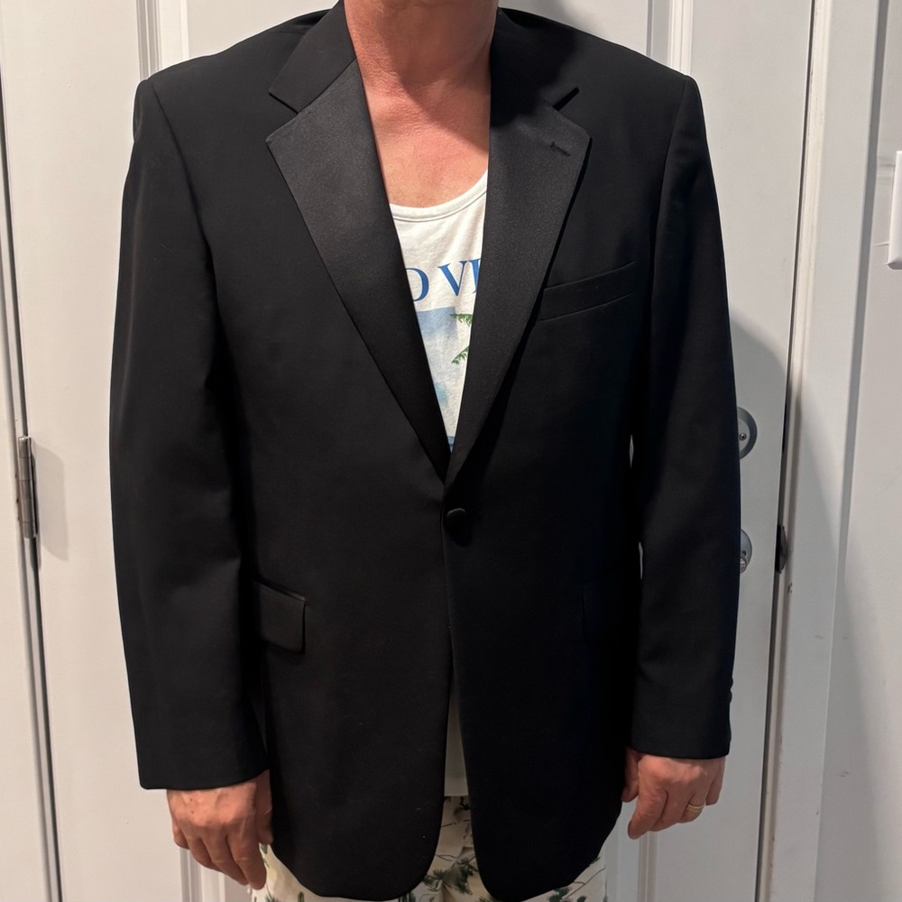 Stafford Black Tuxedo jacket and pants with Satin Lapels